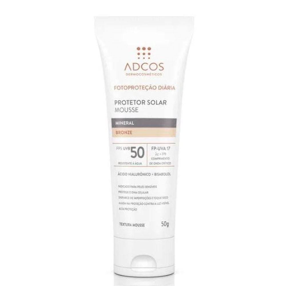 Protetor Solar Mousse Adcos Mineral FPS 50 Bronze 50g