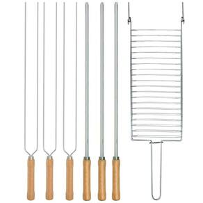 Kit Preparo Churrasco 7Pc Churrasqueira Grelha E Espeto 65Cm