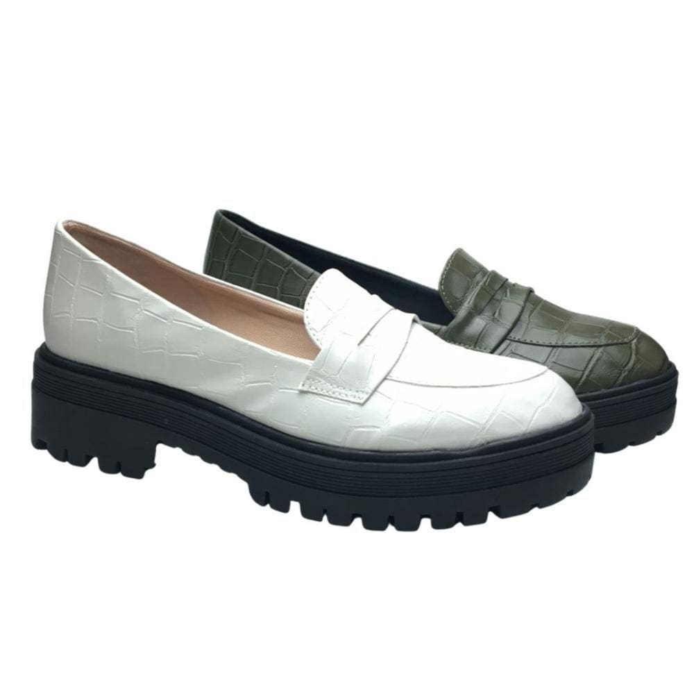 Mocassim Tratorado Croco Cor Offwhite