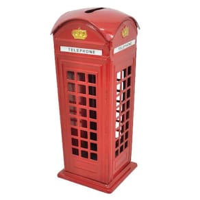 Cabine Telefônica Metal Decorativa 17 Cm Altura Porta Moedas