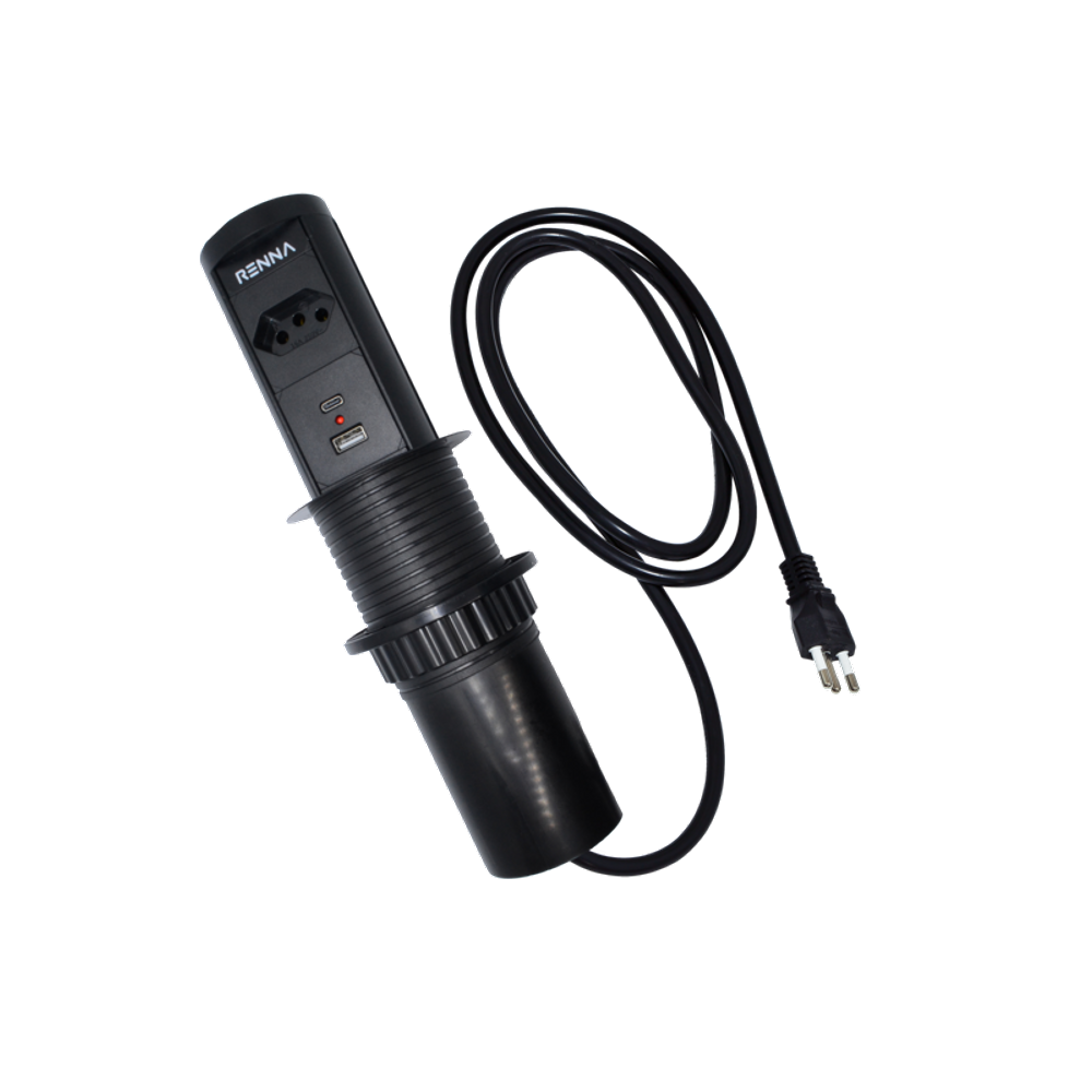 Torre De Tomada Com 01 Tomada e 02 Usb + Tipo C Subida Automática 20a