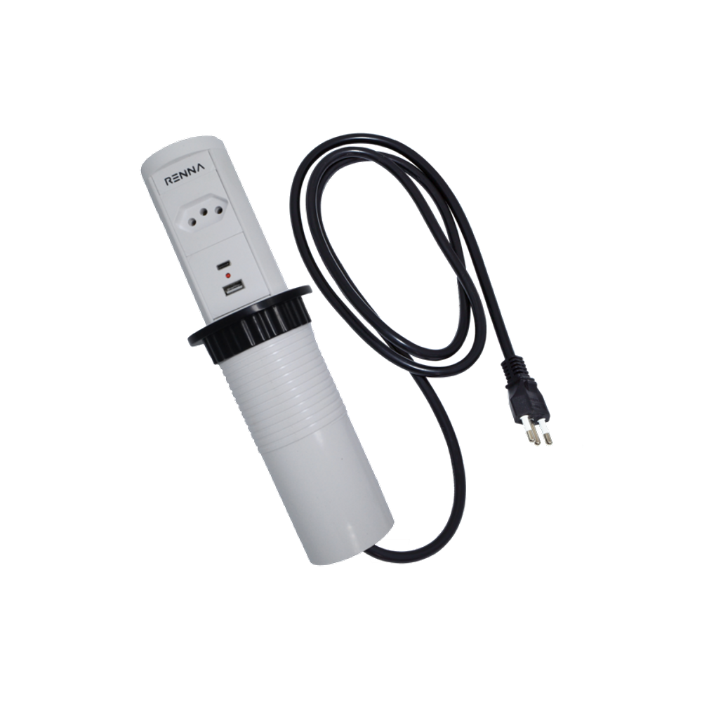 Torre De Tomada Com 01 Tomada e 02 Usb + Tipo C Subida Automática 20a