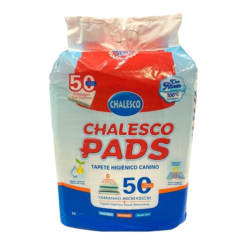 Tapete Higienico Chalesco Pads 60x55 para Cães - 50 Unidades