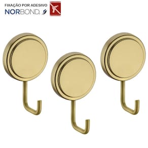 Kit 3 Gancho Multiuso Para Toalha Objetos Adesivo Dupla Face Banheiro Dourado - Future