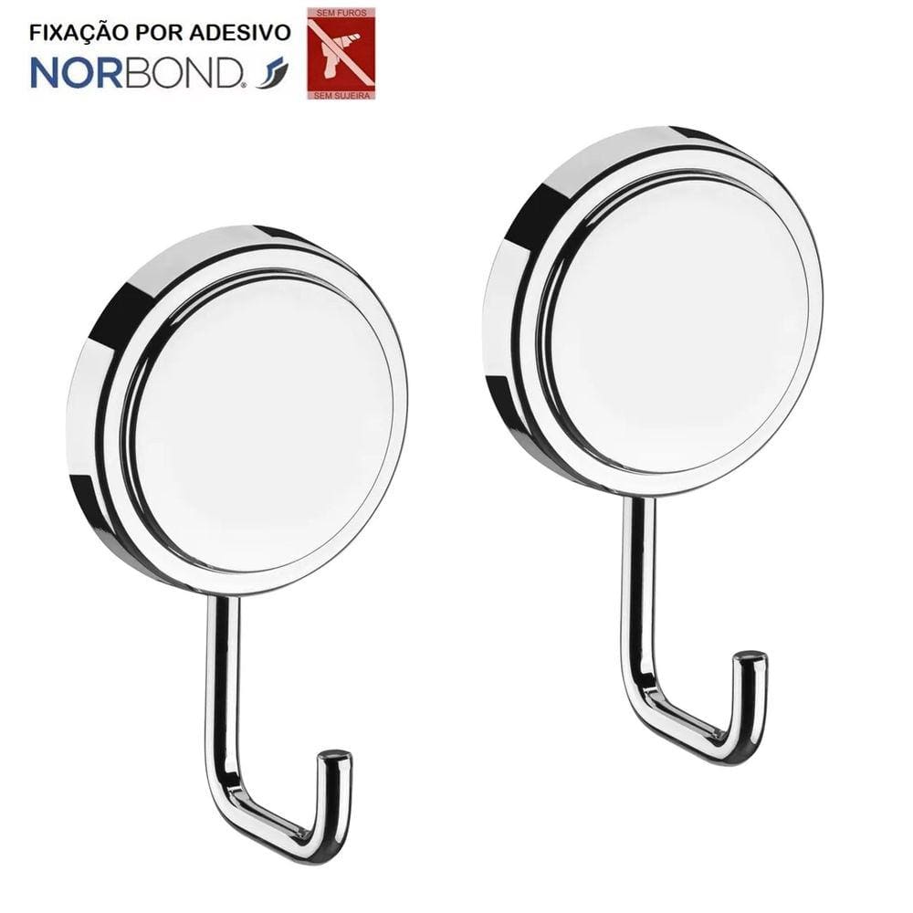 Kit 2 Gancho Multiuso Para Toalha Objetos Adesivo Dupla Face Banheiro Cromado - Future