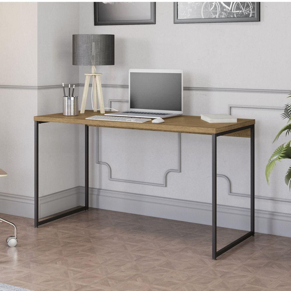 Mesa de Escritório Secretaria 136cm Industrial Kappesberg Freijó/Preto Fosco