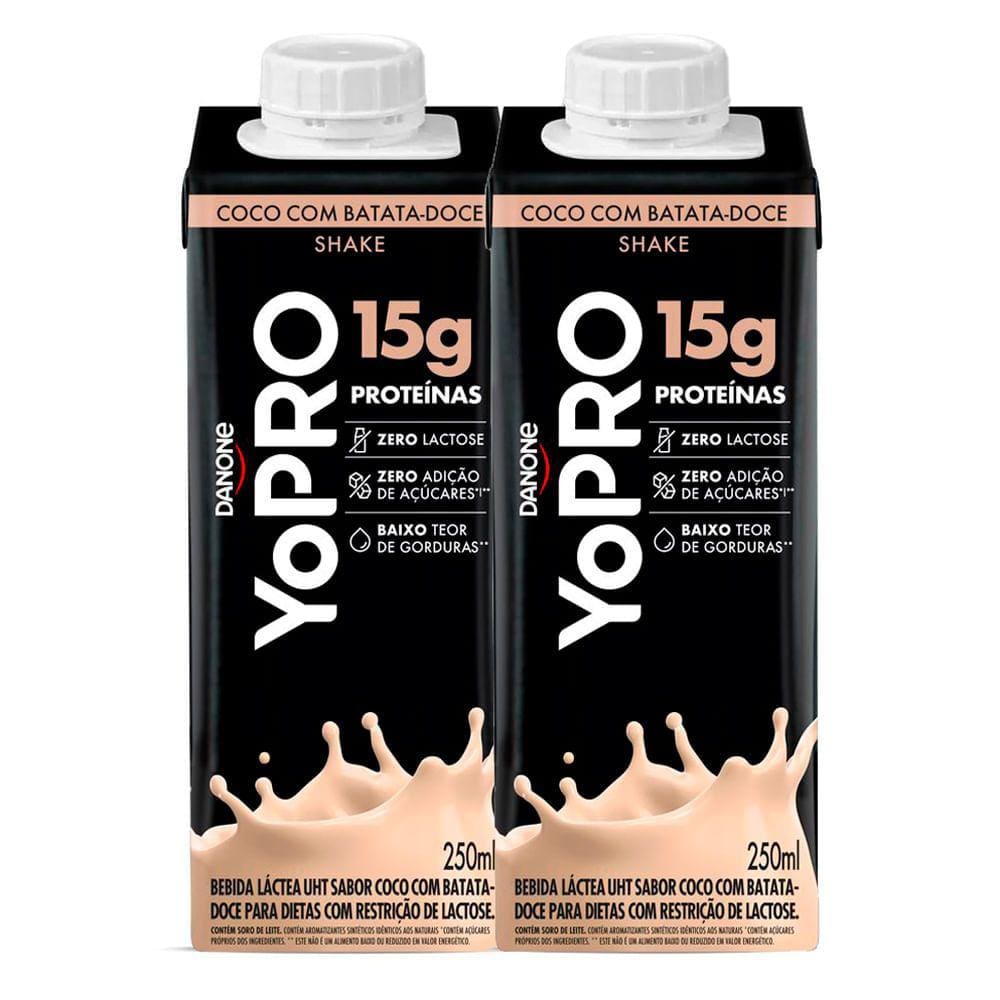 Kit 2 Bebida Láctea YoPro Protein Coco com Batata Doce 250ml