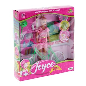 Boneca Joyce com Bicicleta Acessórios Articulada Tipo Barbie