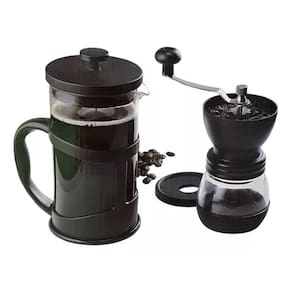 Kit Café Moedor Manual De Grãos + Cafeteira Prensa Francesa