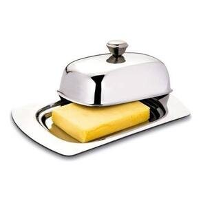 Mantegueira Aço Inox Retangular Tampa Prateada Mesa Posta