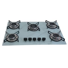 Fogão Cooktop Premium 5 Bocas Ultra Chama Marmorizado Branco