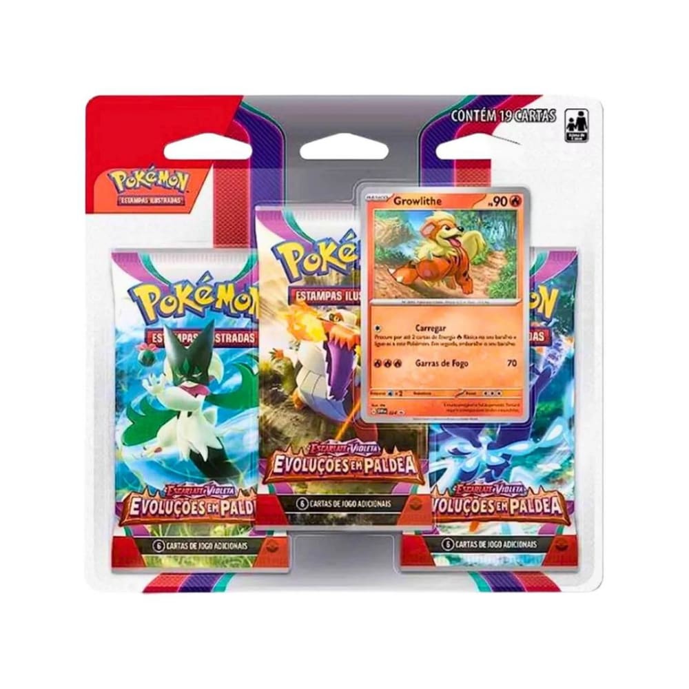 Blister Triplo Pokémon Jogo Evoluções em Paldea Growlithe