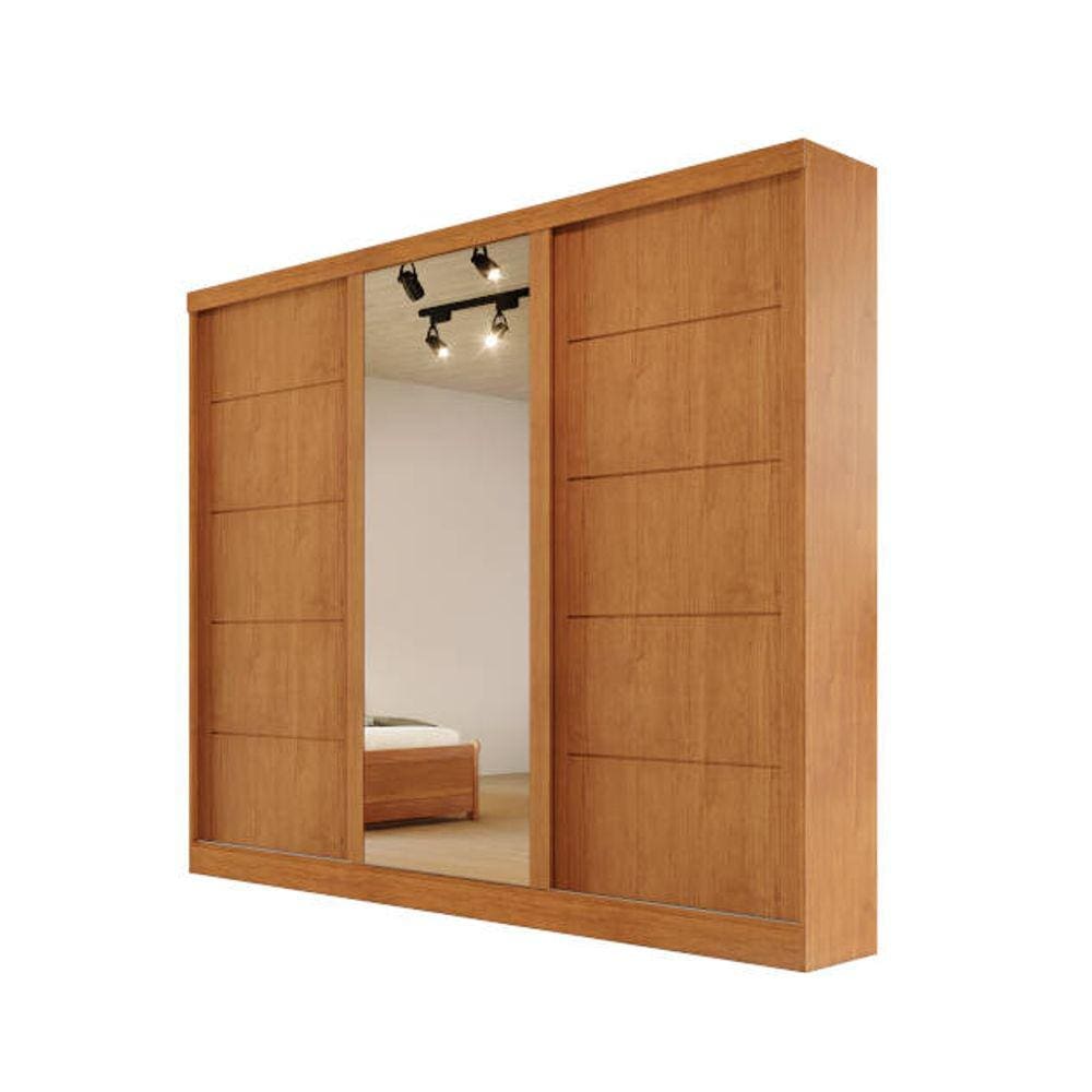 Guarda-roupa solteiro espelho 4 gavetas 2,21m - Capri-Nature - Bianchi Móveis