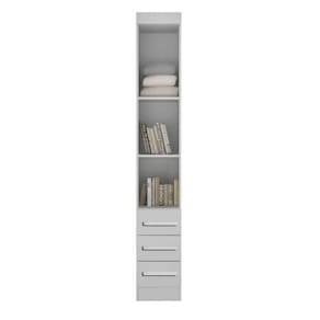 Modulado Mesa Cabeceira 3 gavetas prateleiras 35cm - Luna-Branco - Bianchi Móveis