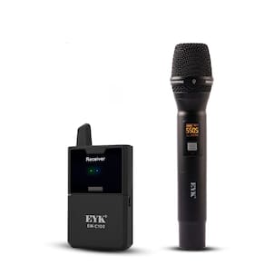 Microfone EYK de Mão S/fio Com Monitor P/ Dslr/pc/filmadora