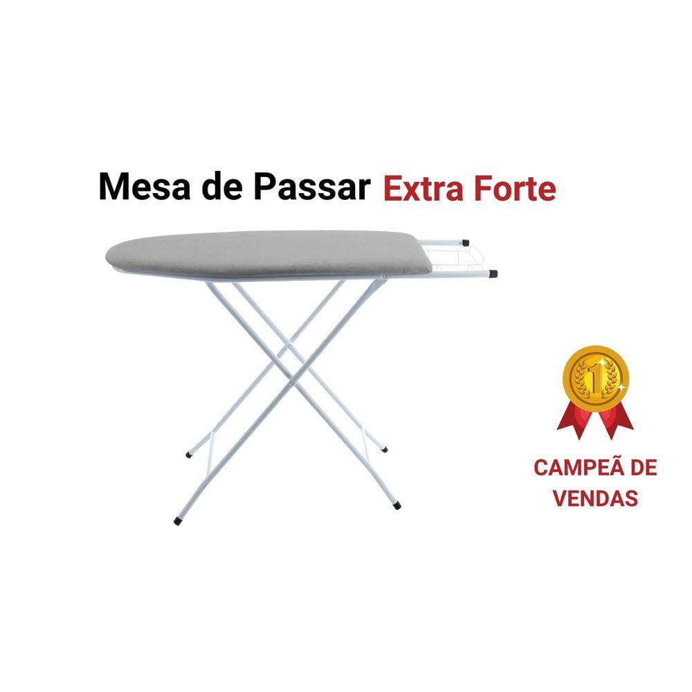 Tábua Mesa de passar Roupa dobrável extra forte metalizado com suporte para ferro - Utilaço