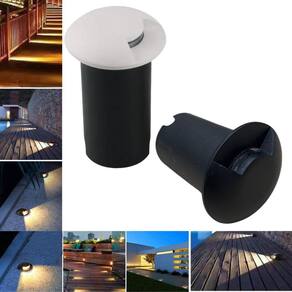 2 Balizadores Spot Led SMD 1W Com Facho Foco De Luz Angular (Branco Quente) IP65 De Embutir Em Piso Solo Chão Gramado