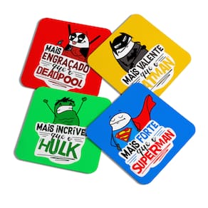 Porta copos Divertidos - Flork Heroes Geek - c/ 4 peças