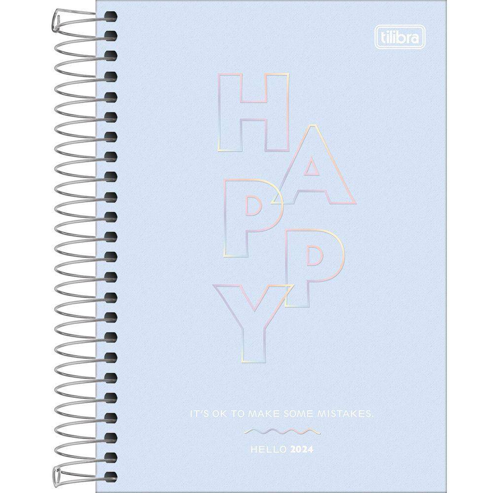 Agenda Espiral Diária Happy 2024 14x20cm 176 Folhas Tilibra