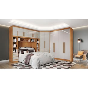 Modulado casal 12 gavetas 3,58x3,05m Portas puxar - Creative-Nature/Off - Bianchi Móveis