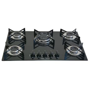 Fogão Cooktop Premium 5 Bocas Tripla Chama Preto