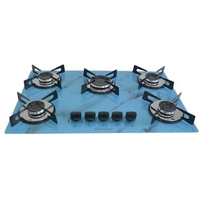 Fogão Cooktop Premium 5 Bocas Ultra Chama Marmorizado Azul