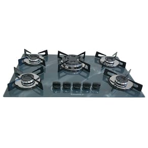 Fogão Cooktop Premium 5 Bocas Tripla Chama Marmorizado Cinza