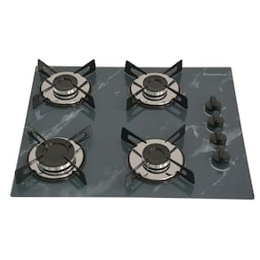 Fogão Cooktop Premium 4 Bocas Ultra Chama Marmorizado Cinza