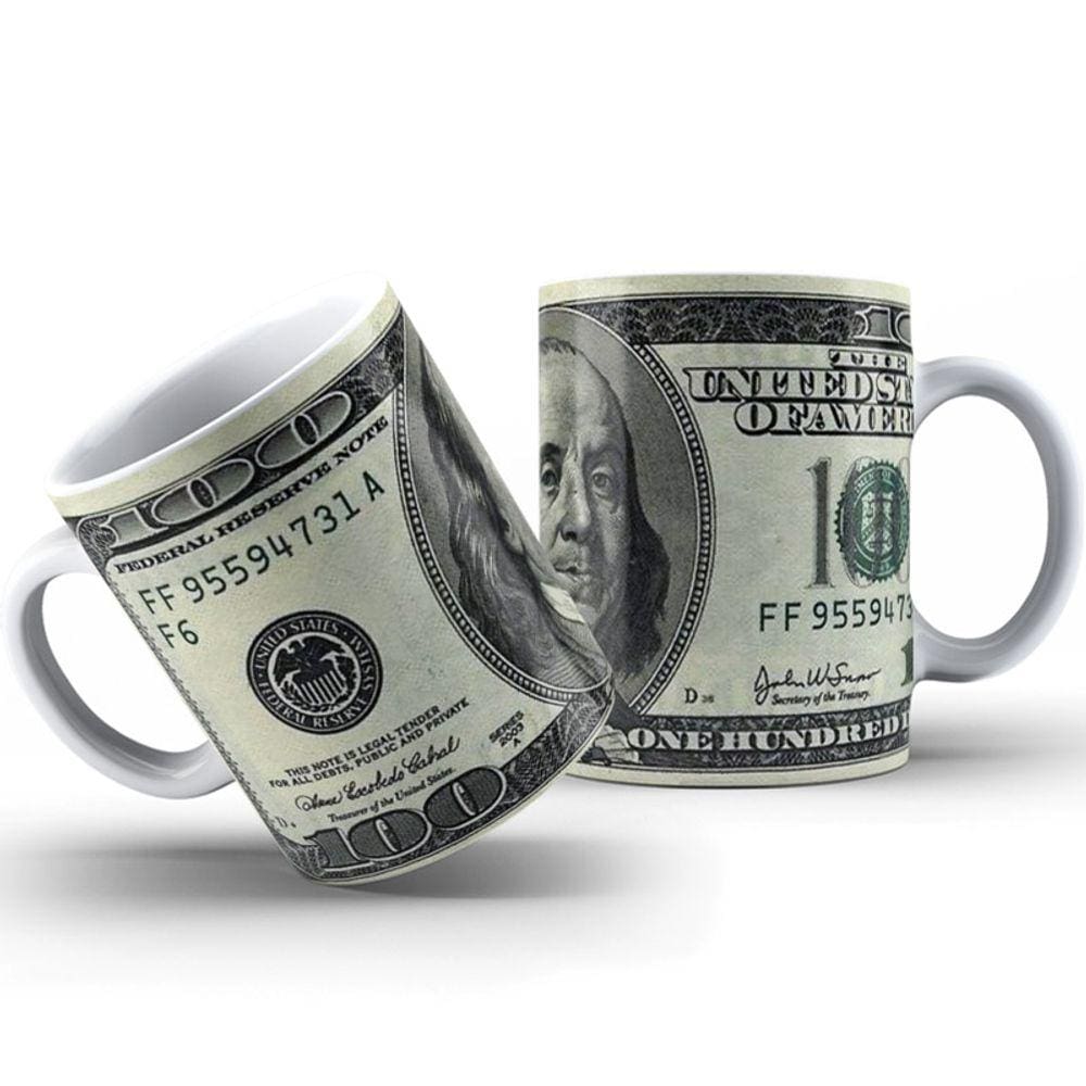 Caneca Dollar Americano Decoração - Caneca de Dolar