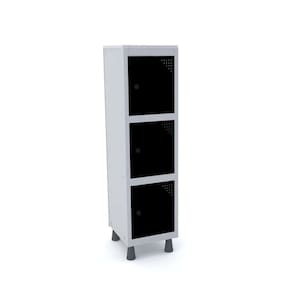 Armário Mini Roupeiro 3 Portas Aço MGRP 501/3 Cinza/Preto