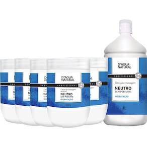 Kit Massagem 5 Cremes Neutro + 1 Óleo Neutro D’água Natural