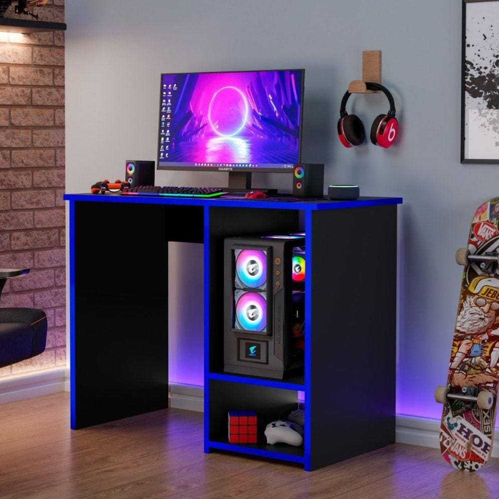 Mesa Gamer PX Preto/Azul