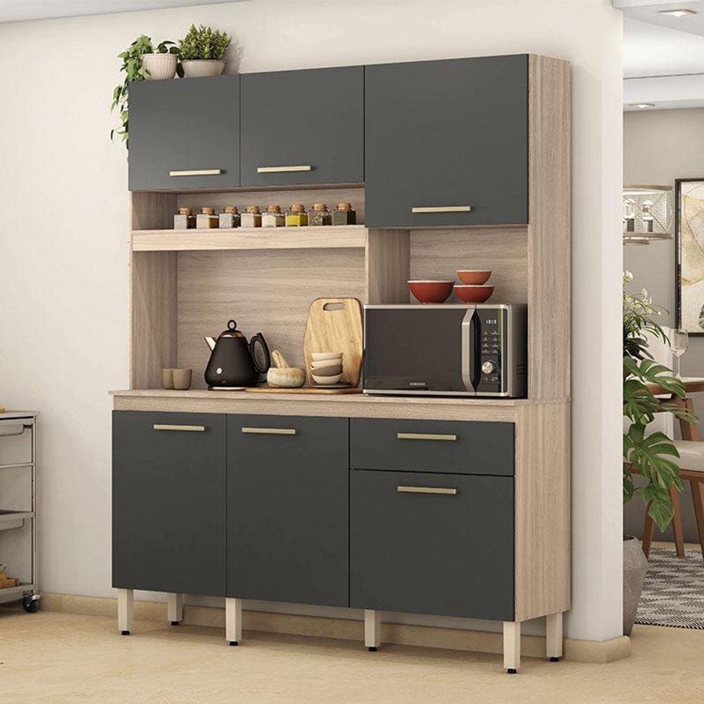 Kit Cozinha Compacta Ambiente Álamo Avena Touch Grafito - Demóbile