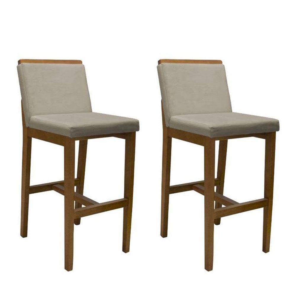 Banqueta Alta Kit 2 Peças Londres Corino Bege - Fratello