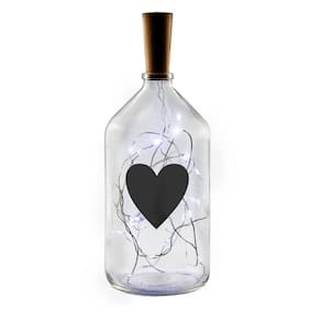 Vaso Garrafa De Vidro Com Luz Led Coração Decoração