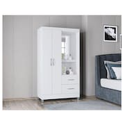 Guarda Roupa Solteiro Ambiente Cordoba 2 Portas Branco Brilho - Poquema