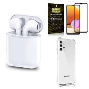 Kit Fone Sem Fio Tws Gold Samsung A32 4G + Película Vidro 3D