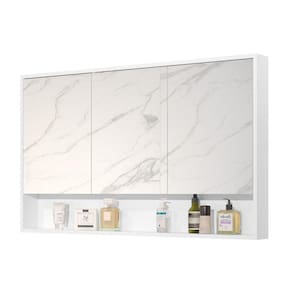Armário Banheiro 90Cm 3 Portas Com Espelho Hefesto Branco