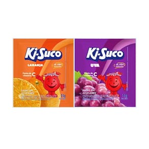 Kit 2 Refrescos Pó Ki-Suco Sabor Uva E Laranja 225G Cd