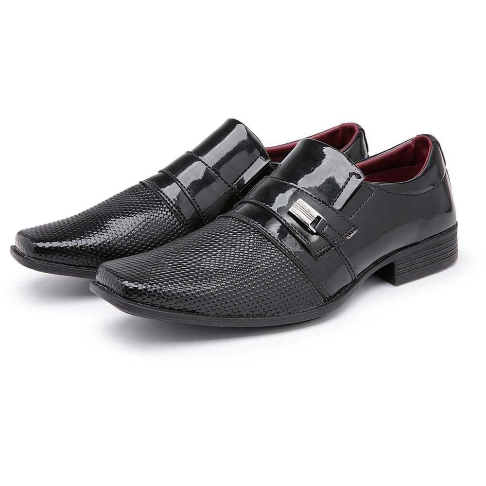 Sapato Social Masculino Side Gore Formal Com Metal Envernizado E Textura