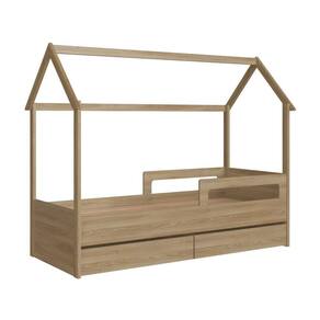Cama Infantil Montessoriana Casinha Completa Móveis com 2 Gavetas Marrom
