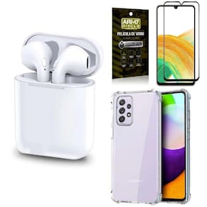 Kit Fone Sem Fio Tws Gold Samsung A33 5G + Película Vidro 3D