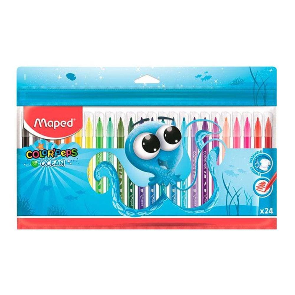 Caneta hidrográfica Color``Peps Ocean Polvo com 24 cores 845924ZM - Maped