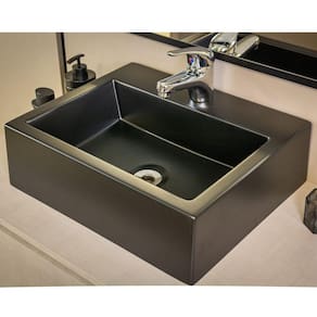 Cuba de Apoio Mármore Sintético Quadra Preto Fosco Móveis Bosi Preto Fosco