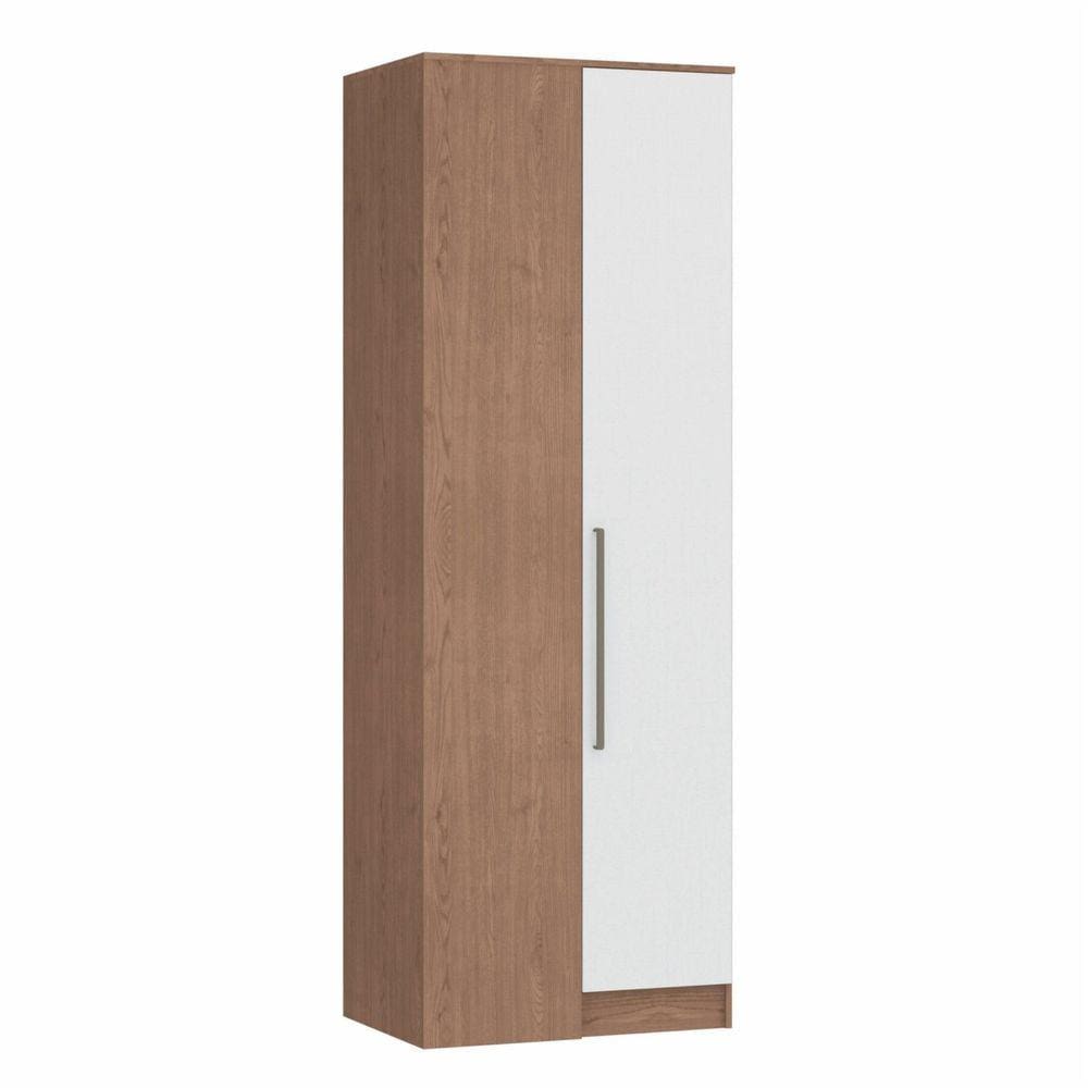 Guarda Roupa Modulado Canto Reto 1 Porta Requinte+ Móveis Castro Macadâmia/Branco Line