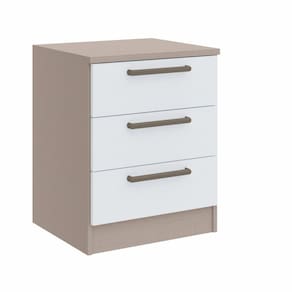 Mesa de Cabeceira Modulada 3 Gavetas Requinte+ Móveis Castro Duna Line/Branco Line