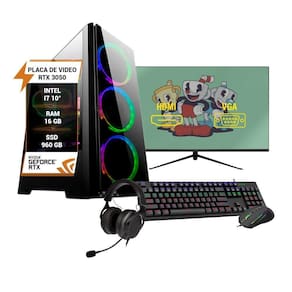Pc Gamer Completo Intel I7 10 Rtx3050 16Gb Ssd 960Gb 32