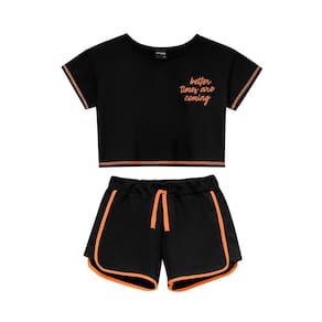 Conjunto Infantil Blusa Boxy E Shorts Meia Malha Amora Ref:5195310/20