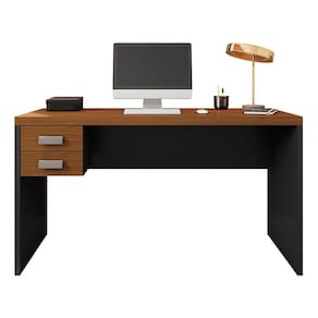 Mesa de Computador Com 2 Gavetas Studio 1300 Cor Nogueira Caiena Preto Tx - Caemmun