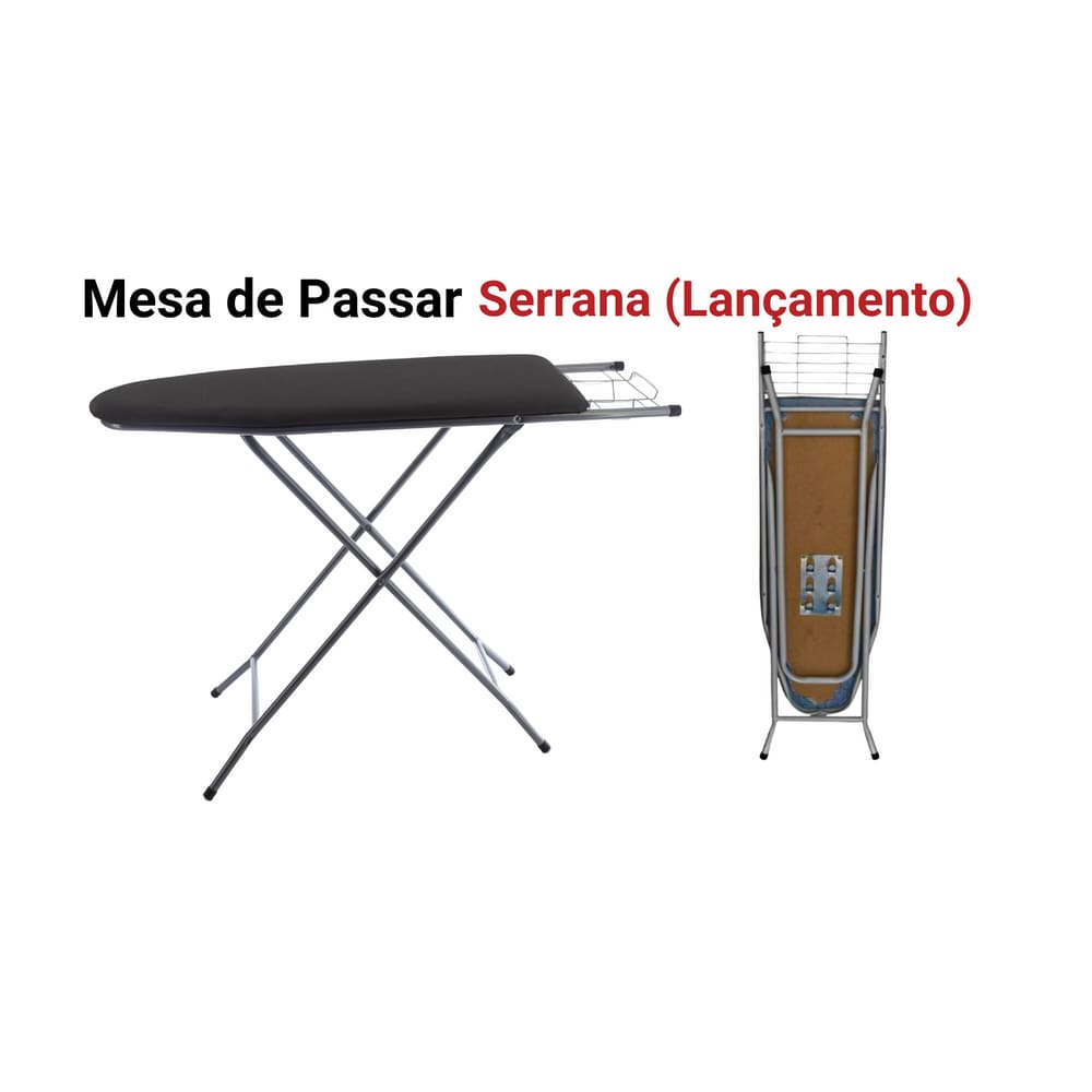 Tábua de passar portátil altura ajustável dobrável tampo de madeira prática e resistente - Utilaço